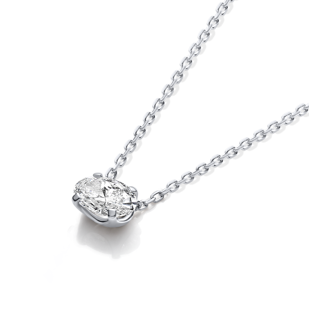 0.5ct Oval Natural Diamond Pendant White Gold