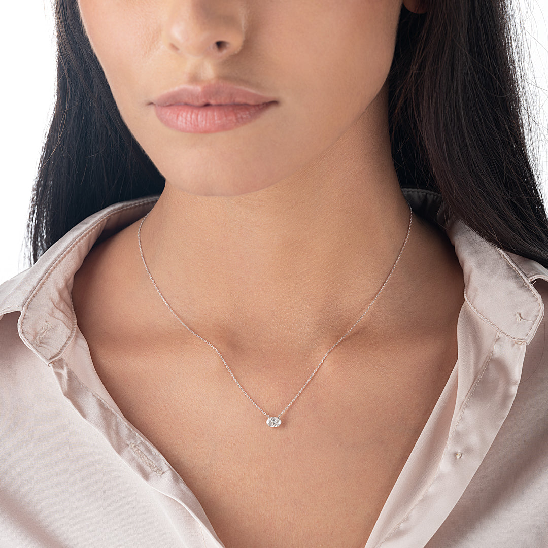 0.5ct Oval Diamond Lab-Grown Pendant White Gold