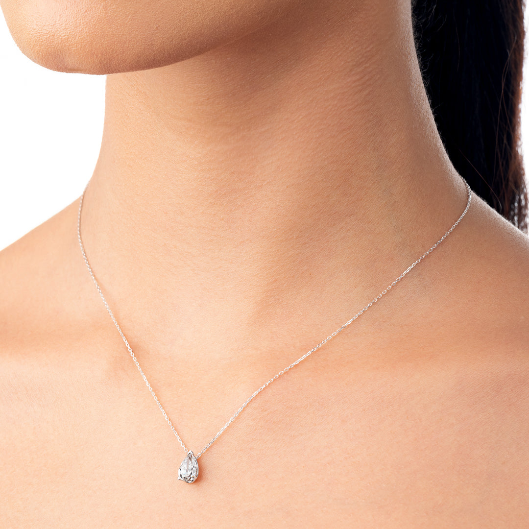 1ct Pear Diamond Lab-Grown Pendant White Gold