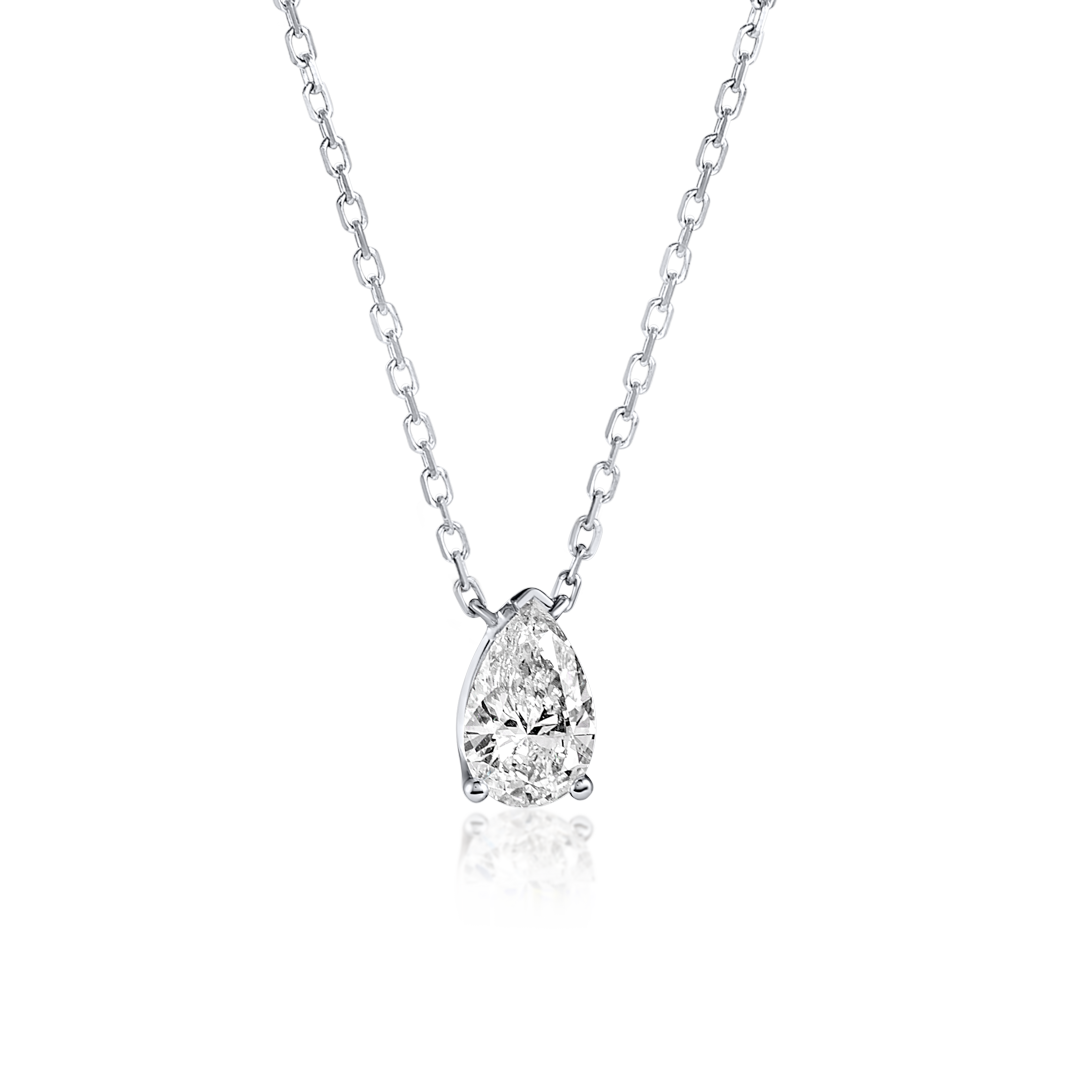 0.5ct Pear Natural Diamond Pendant White Gold