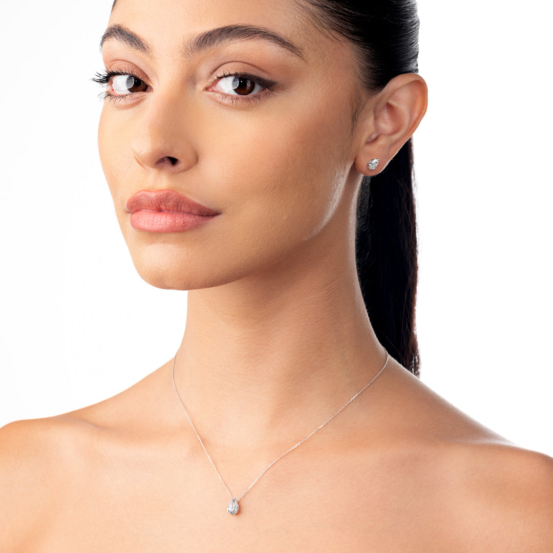 1ct Pear Diamond Lab-Grown Pendant White Gold
