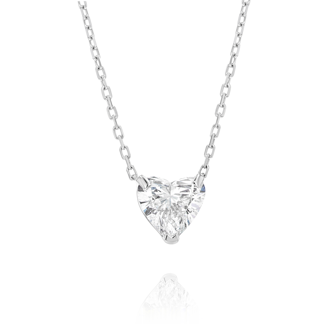 0.7ct Heart Natural Diamond Pendant White Gold