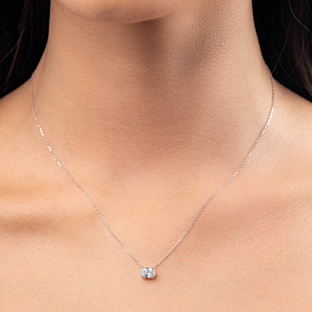 0.7ct Oval Natural Diamond Pendant White Gold