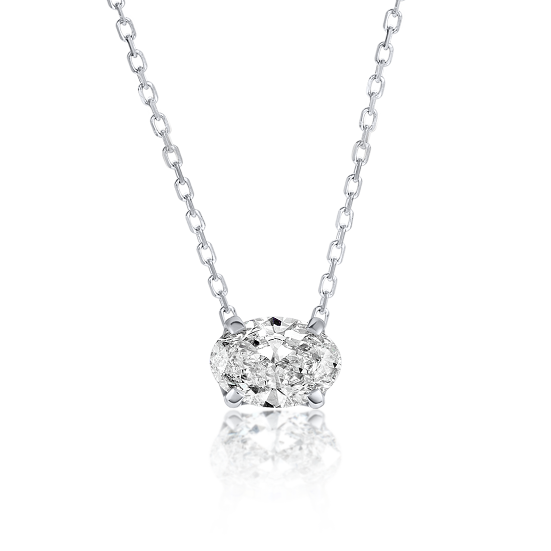 0.7ct Oval Natural Diamond Pendant White Gold