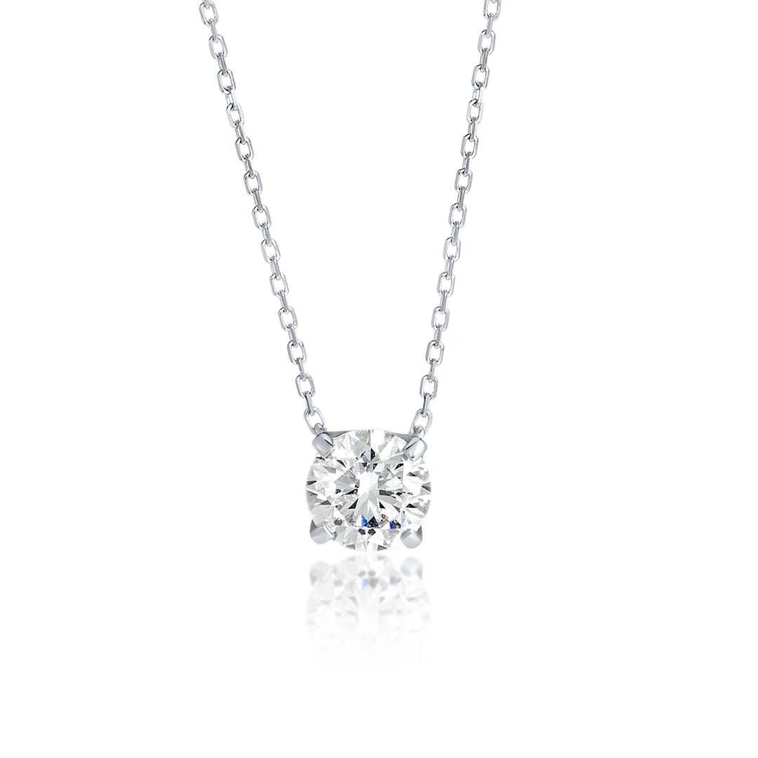 0.7ct Round Natural Diamond Pendant White Gold