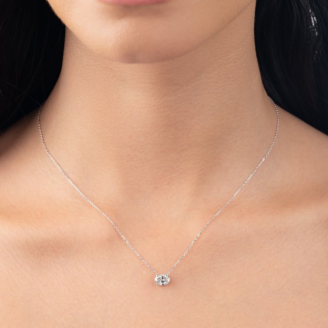 1ct Oval Diamond Lab-Grown Pendant White Gold