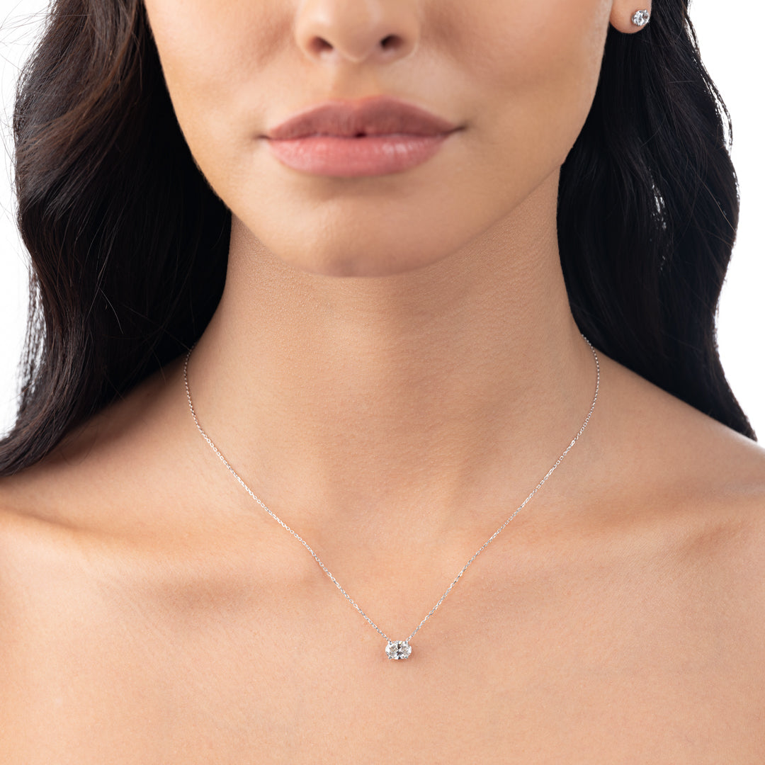 1ct Oval Diamond Lab-Grown Pendant White Gold