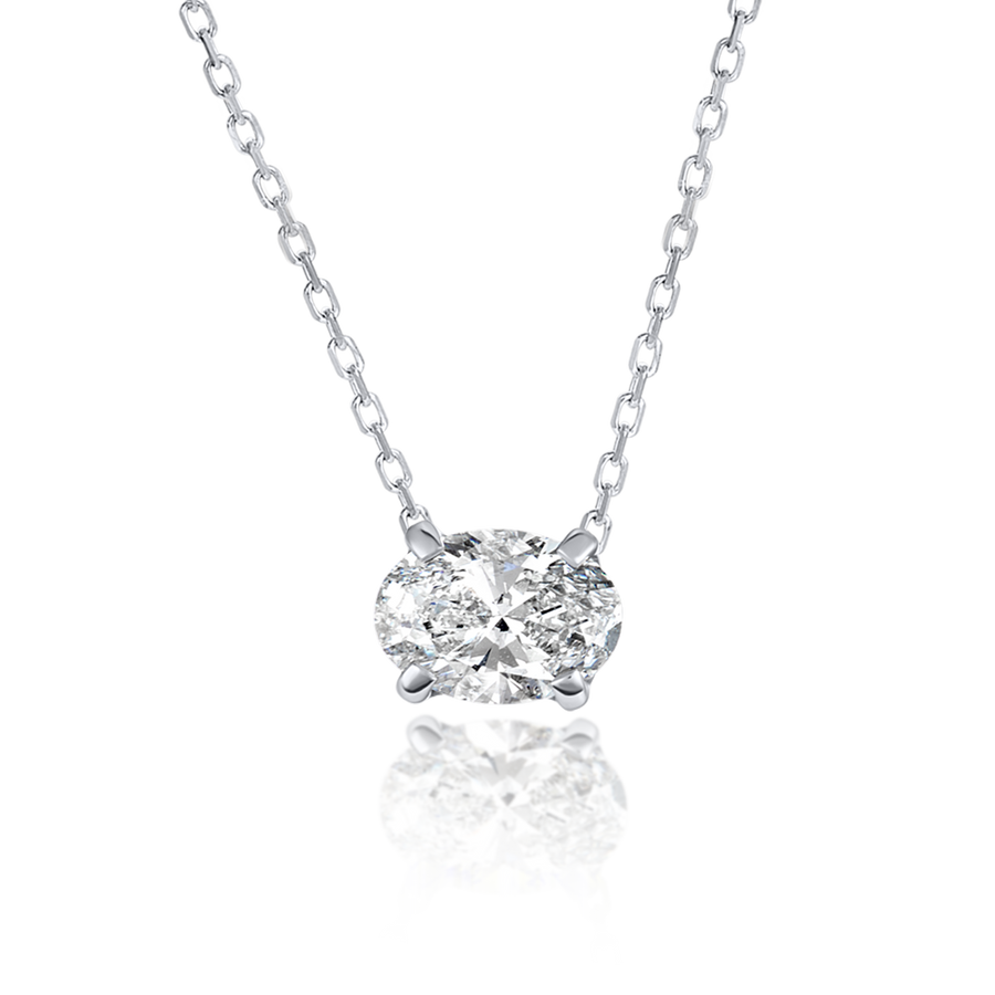 1ct Oval Diamond Lab-Grown Pendant White Gold