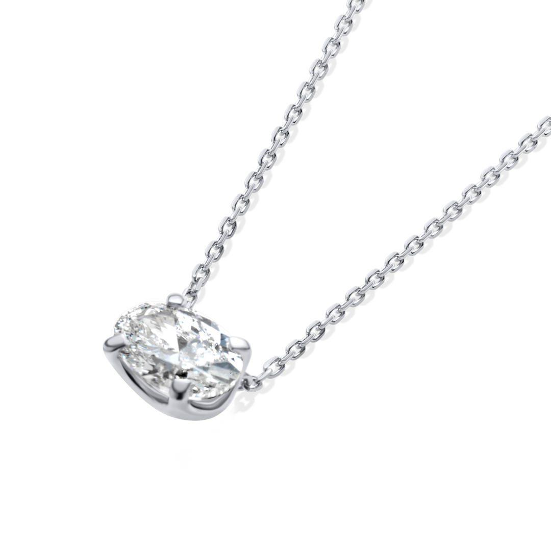 1ct Oval Diamond Lab-Grown Pendant White Gold