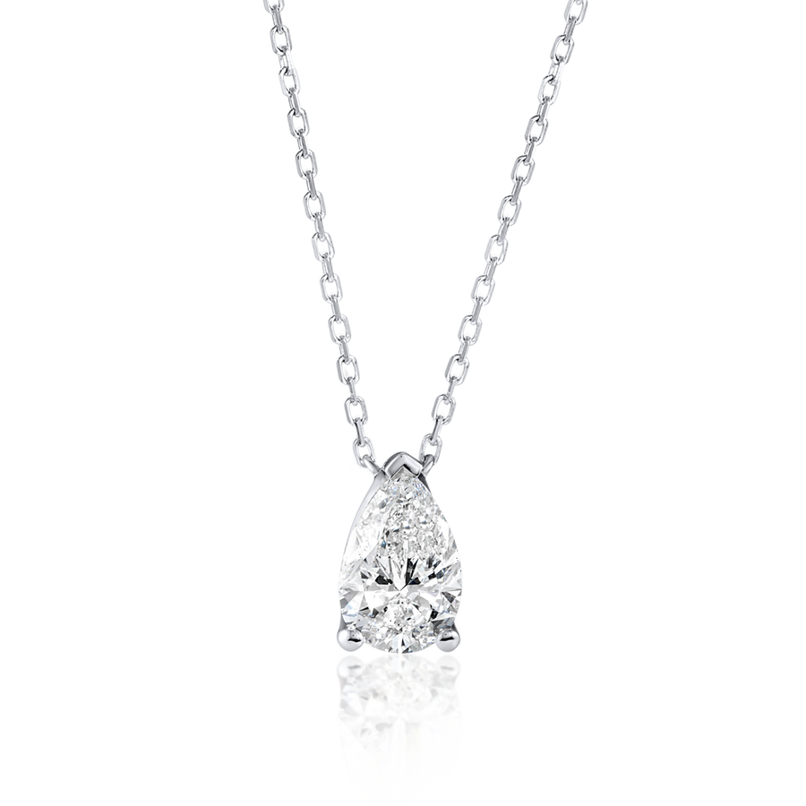 1ct Pear Diamond Lab-Grown Pendant White Gold
