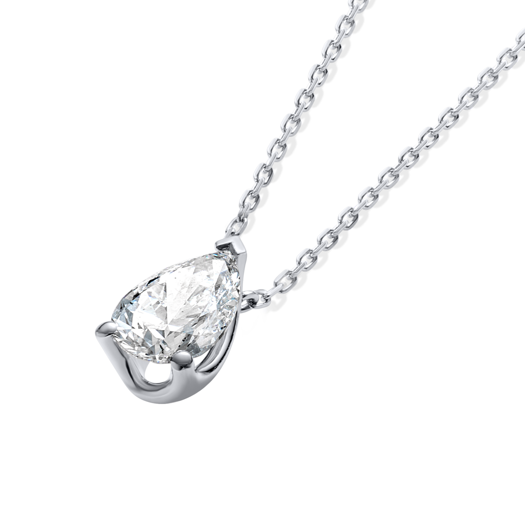 1ct Pear Diamond Lab-Grown Pendant White Gold