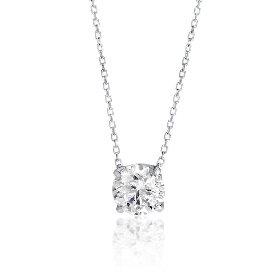 1ct Round Diamond Lab-Grown Pendant White Gold