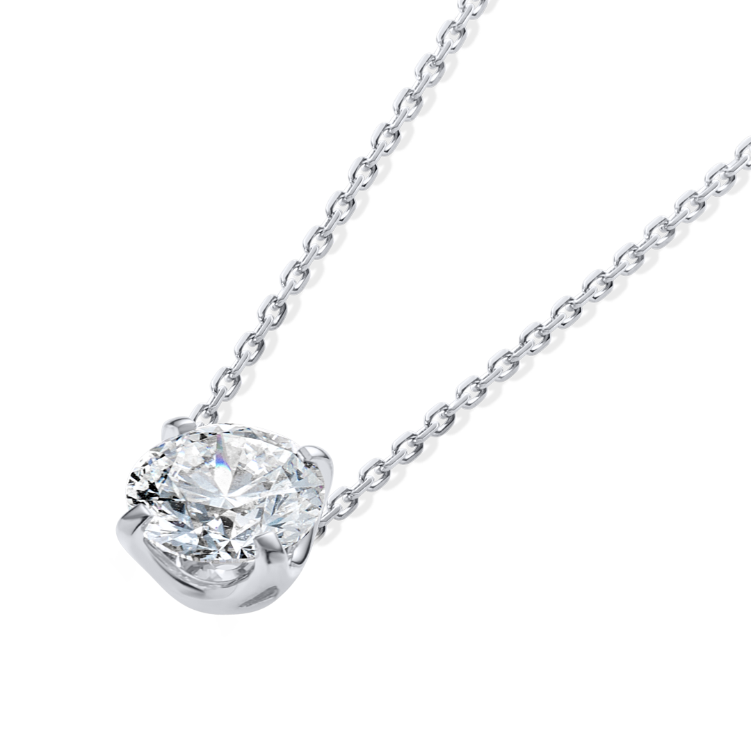 1ct Round Diamond Lab-Grown Pendant White Gold