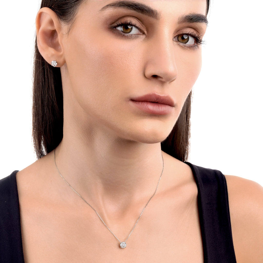 1ct Round Diamond Lab-Grown Pendant White Gold