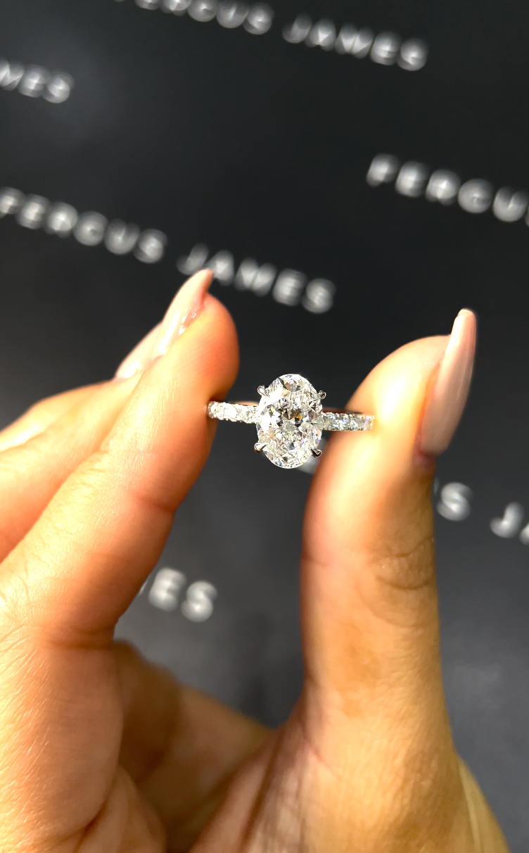 1.5 Carat Lab-Grown Diamond Band Engagement Ring - Oval Diamond