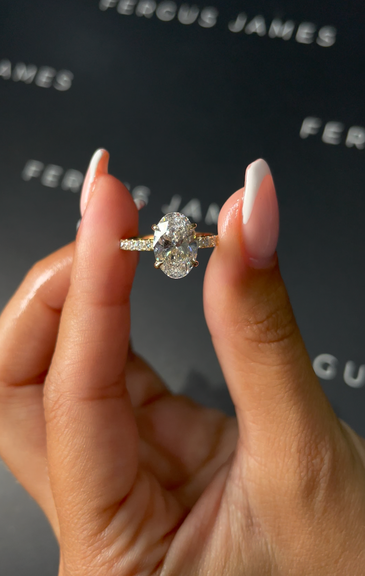 2 Carat Natural Diamond Band Engagement Ring - Oval Diamond