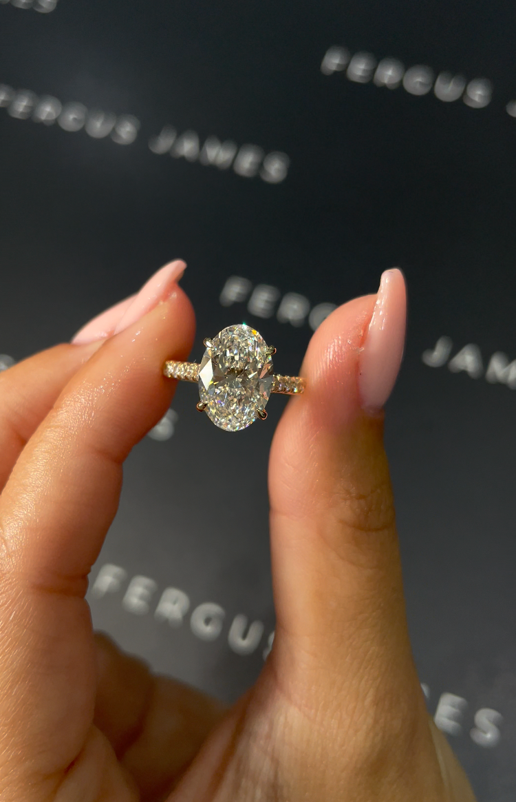 2.5 Carat Natural Diamond Band Engagement Ring - Oval Diamond