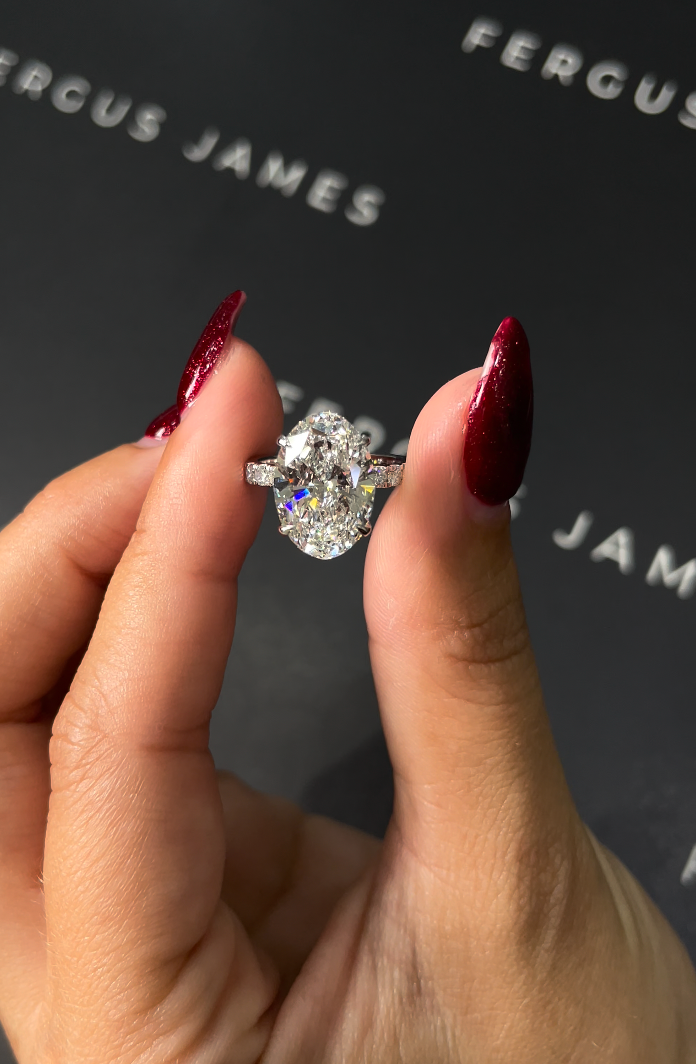 4 Carat Lab-Grown Diamond Band Engagement Ring - Oval Diamond