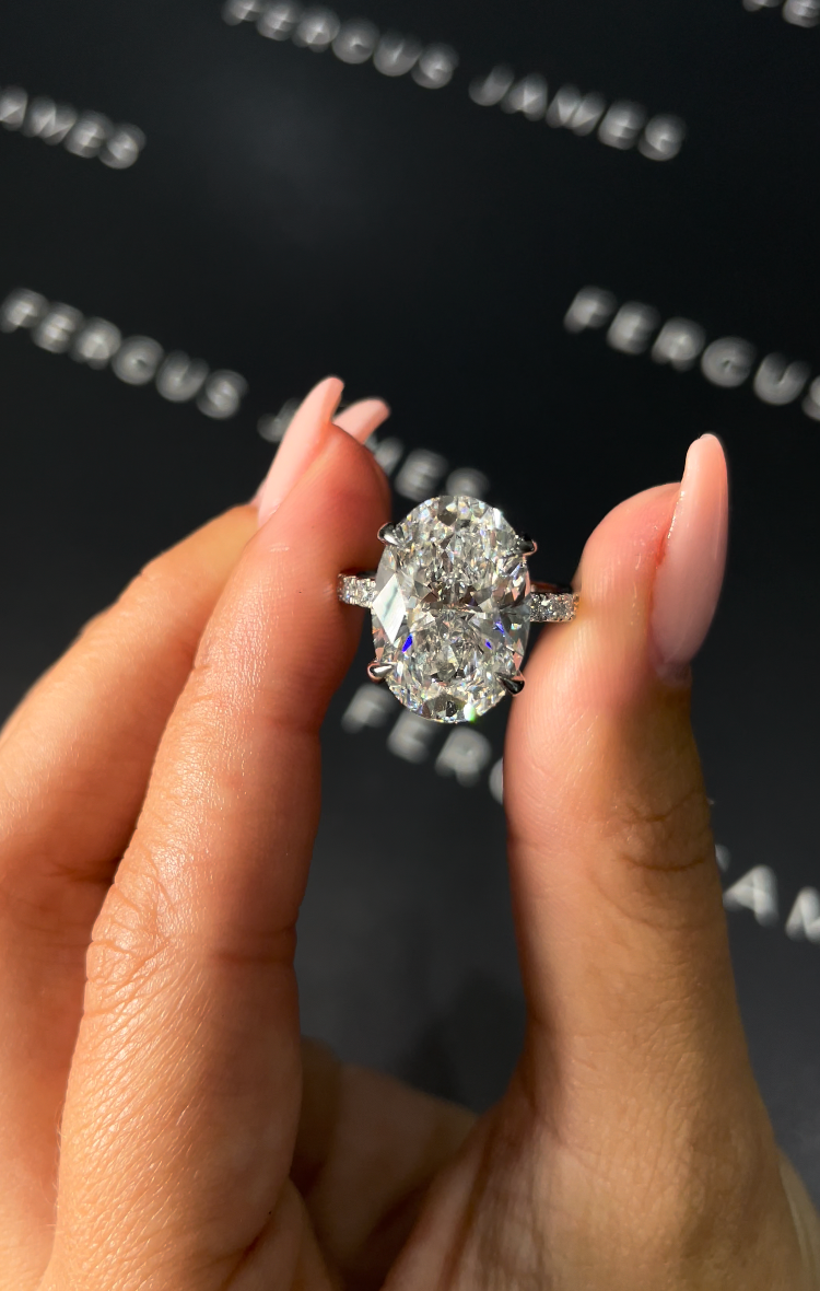 7 Carat Lab-Grown Diamond Band Engagement Ring - Oval Diamond