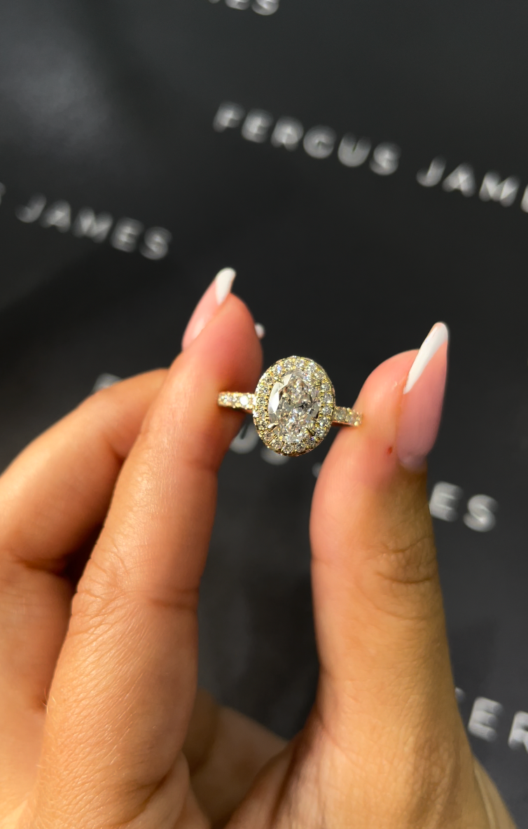 1 Carat Natural Halo Engagement Ring - Oval Diamond
