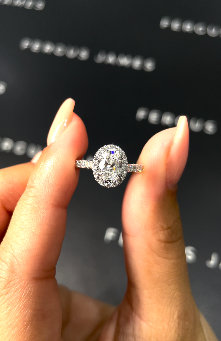 1 Carat Natural Halo Engagement Ring - Oval Diamond