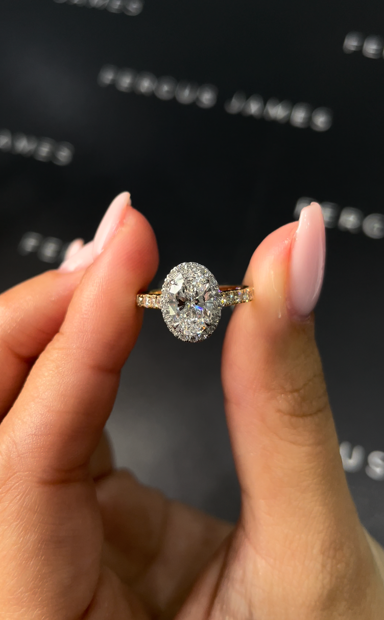 1.5 Carat Natural Halo Engagement Ring - Oval Diamond