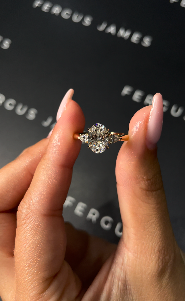 1 Carat Lab-Grown Trilogy Engagement Ring - Oval Diamond