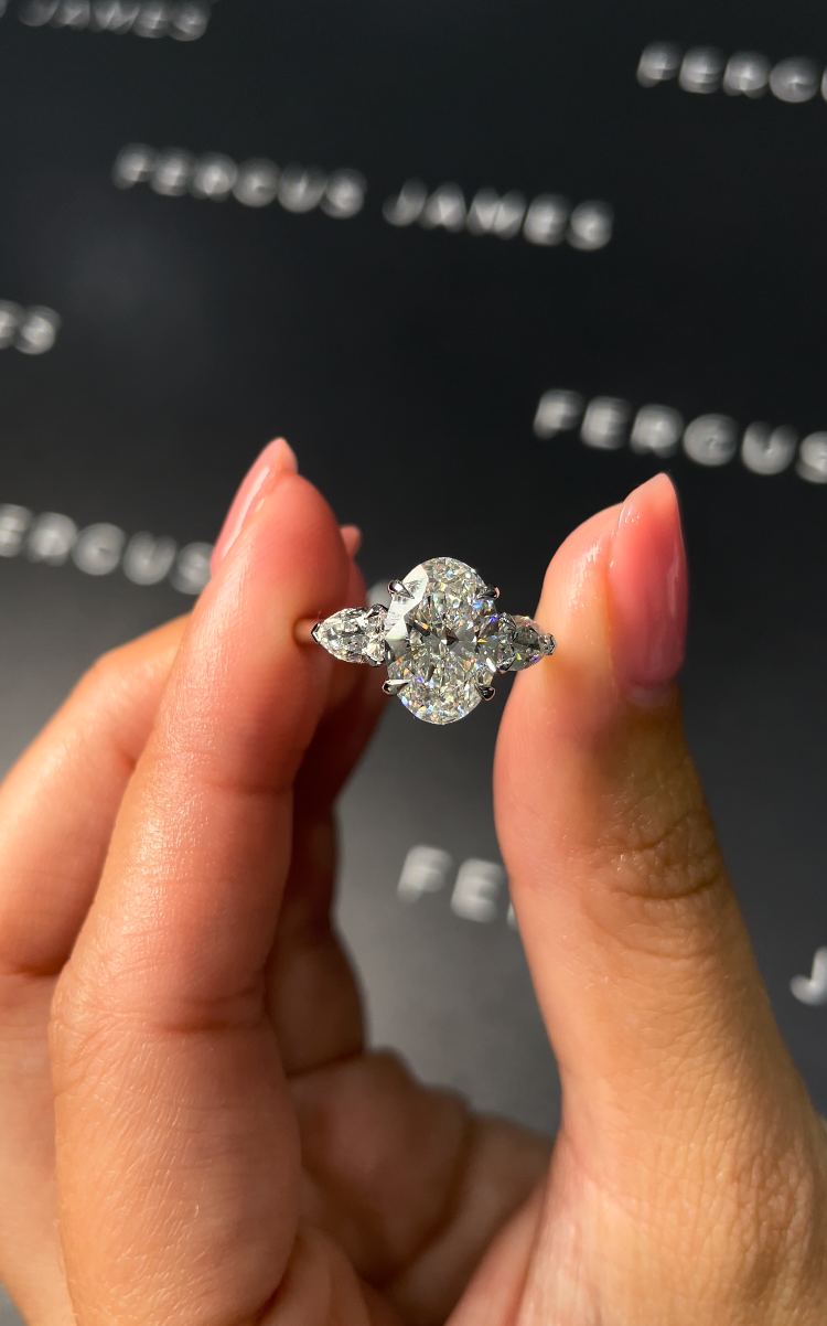 2 Carat Lab-Grown Trilogy Engagement Ring - Oval Diamond