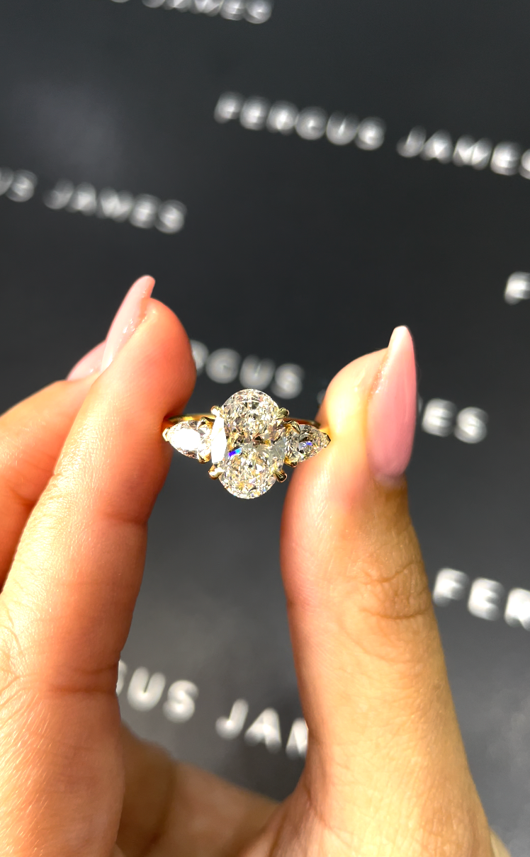 2 Carat Lab-Grown Trilogy Engagement Ring - Oval Diamond