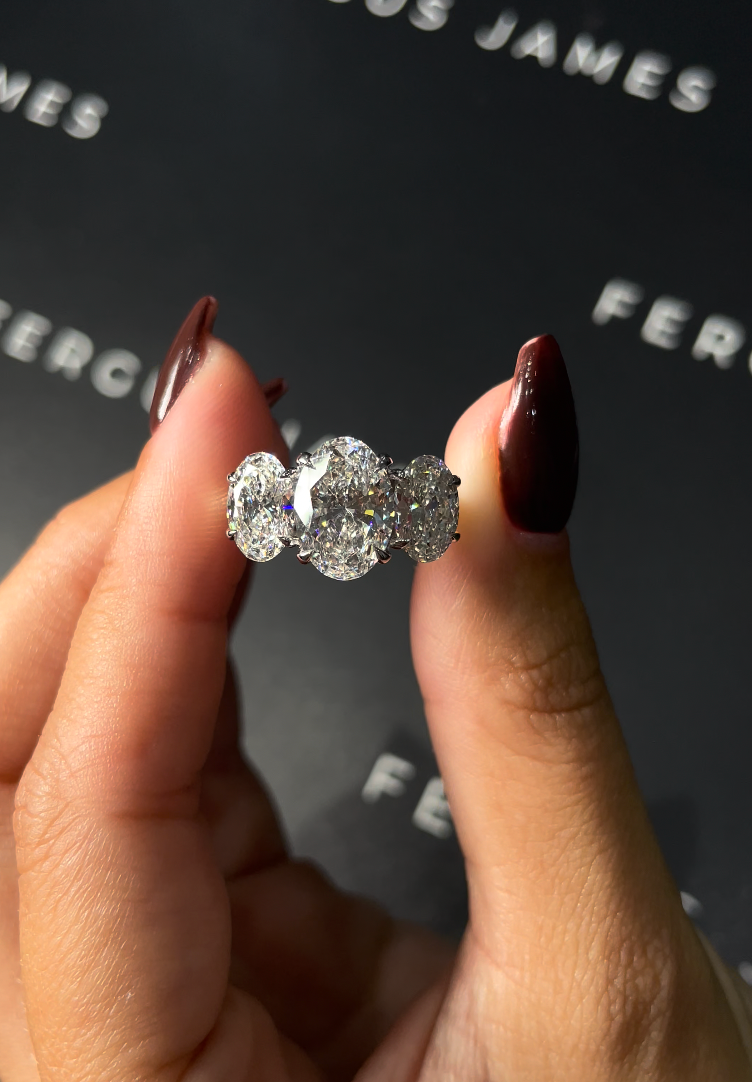 2.5 Carat Natural Trilogy Engagement Ring - Oval Diamond