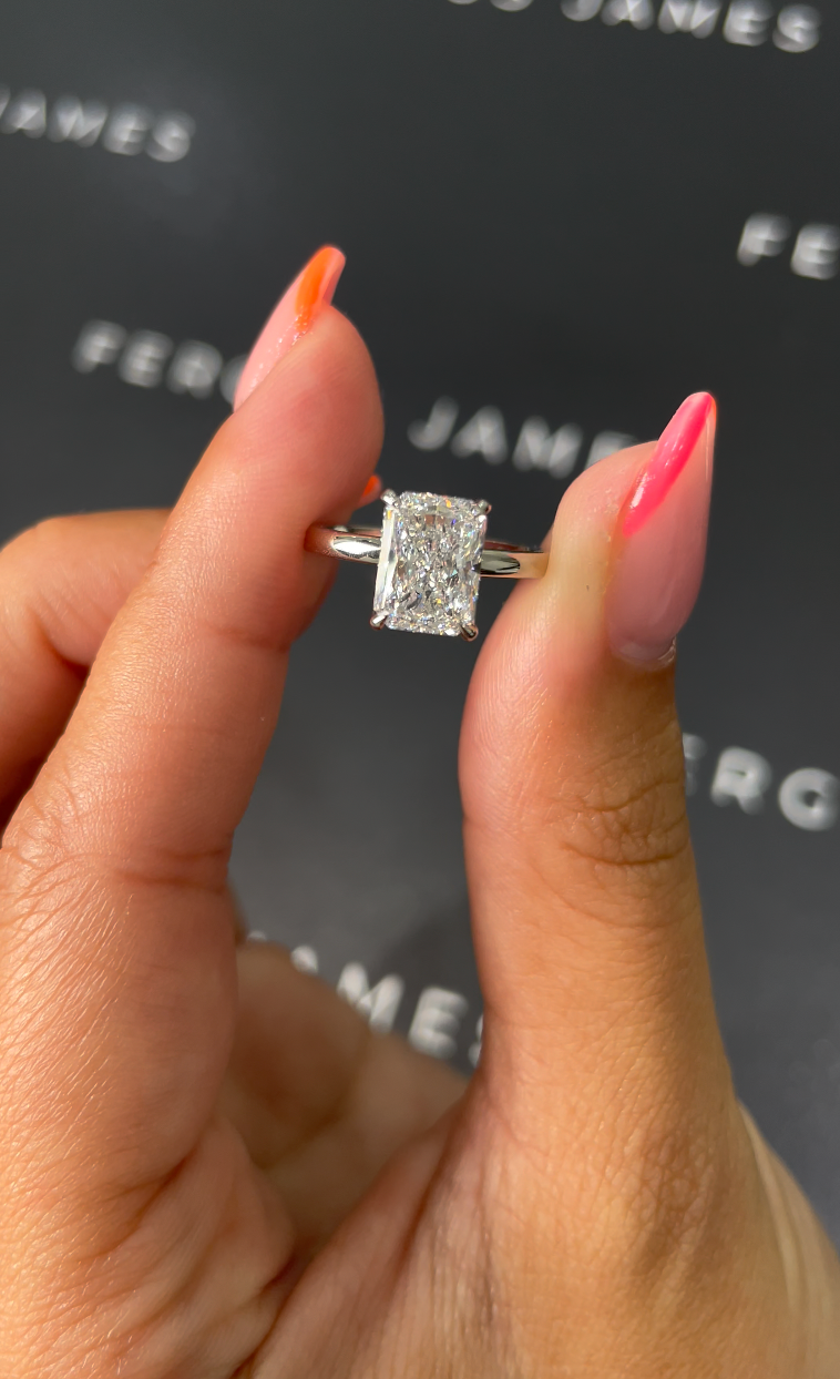 2 Carat Natural Solitaire Engagement Ring - Radiant Diamond