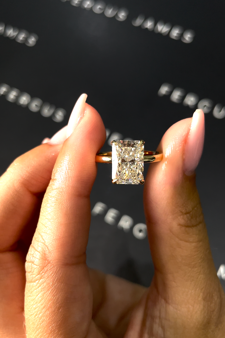 4 Carat Natural Solitaire Engagement Ring - Radiant Diamond