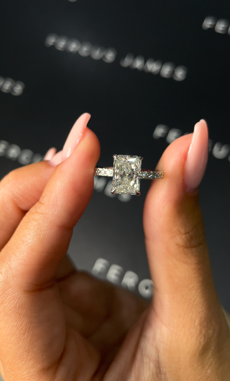 1.5 Carat Lab-Grown Diamond Band Engagement Ring - Radiant Diamond
