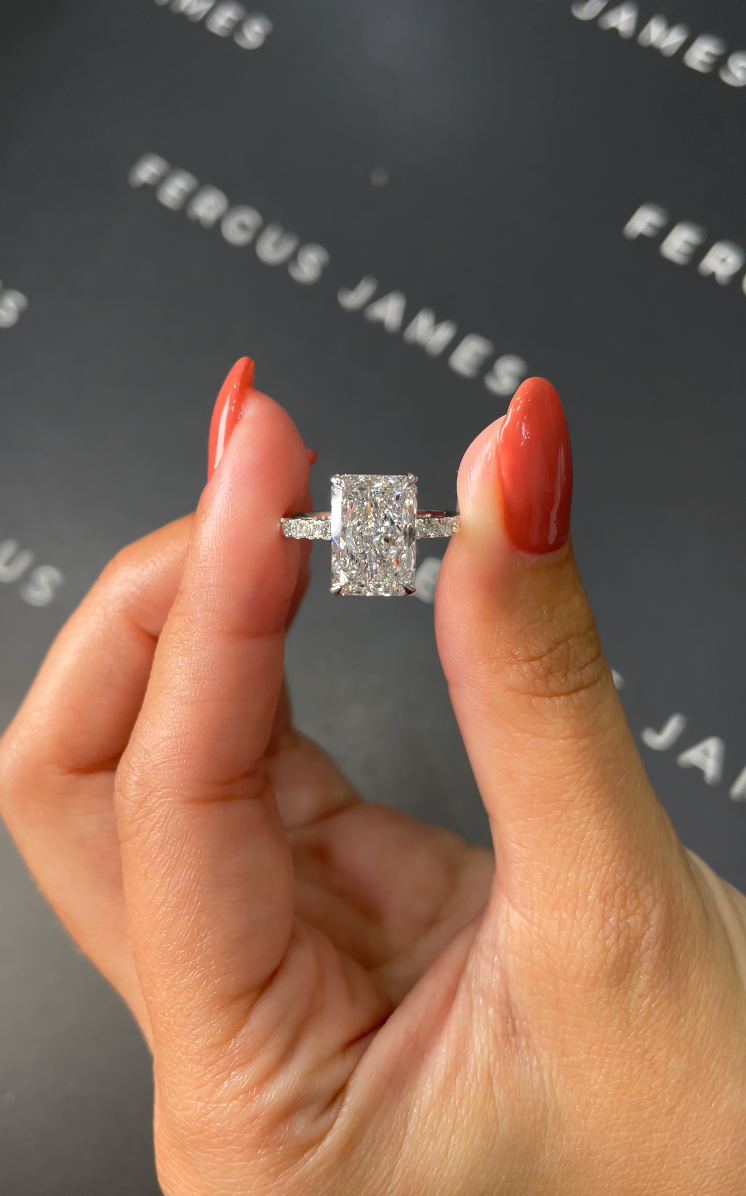 3 Carat Lab-Grown Diamond Band Engagement Ring - Radiant Diamond