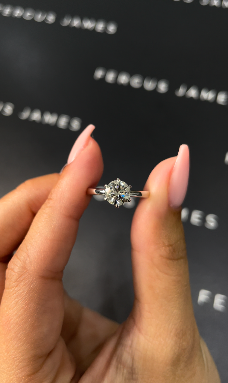 1 Carat Natural Solitaire Engagement Ring - Round Diamond