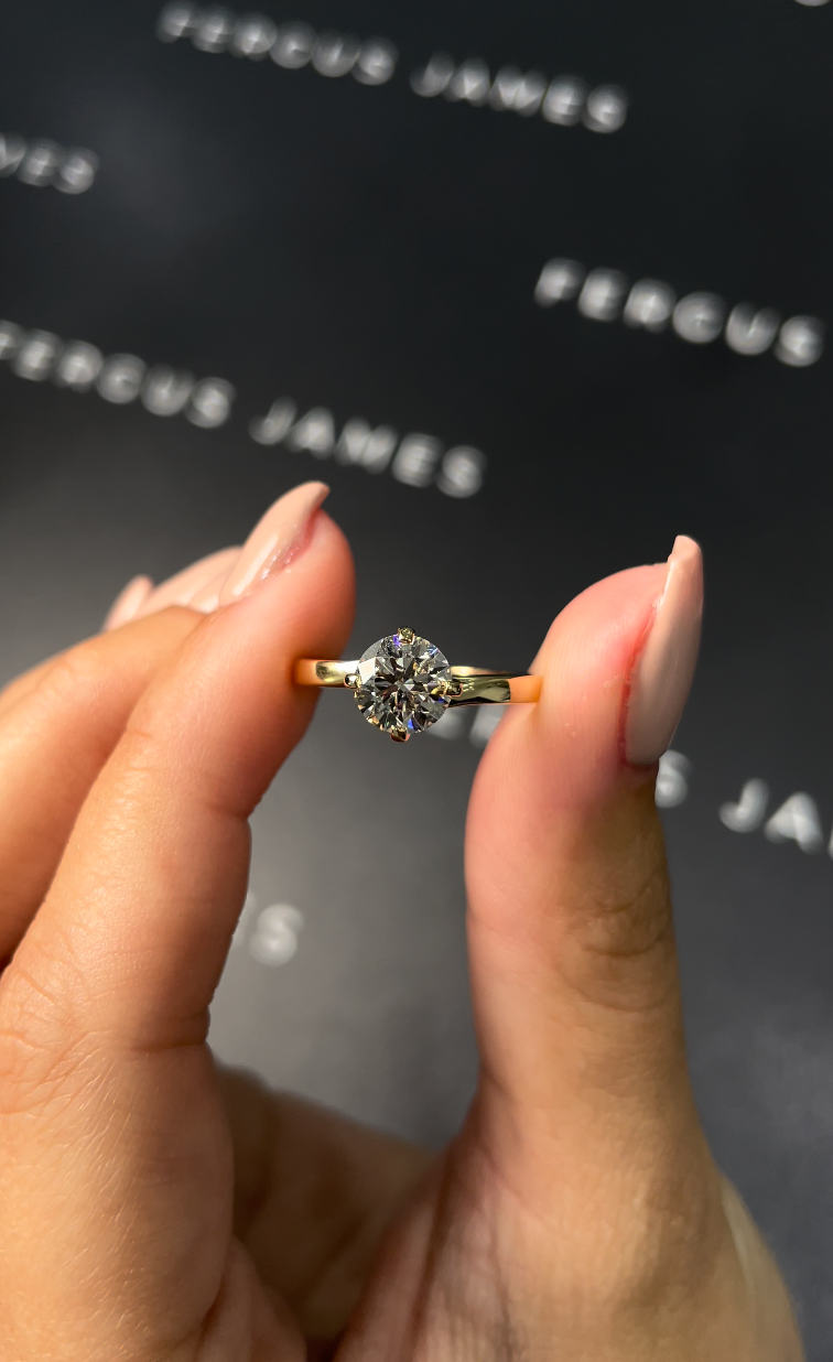 1 Carat Natural Solitaire Engagement Ring - Round Diamond