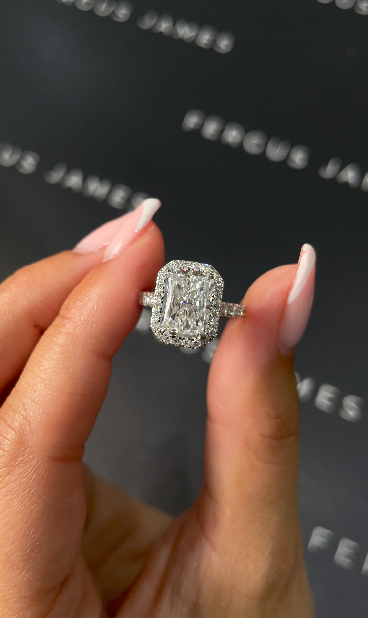 2.5 Carat Natural Halo Engagement Ring - Radiant Diamond