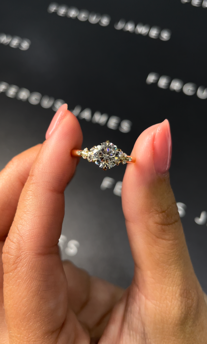 1 Carat Natural Diamond Band Engagement Ring - Round Diamond