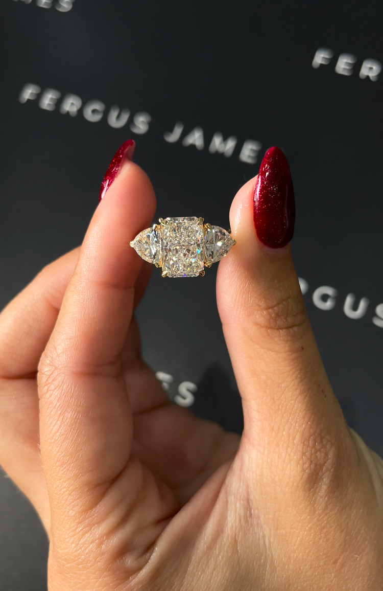 3 Carat Natural Trilogy Engagement Ring - Radiant Diamond