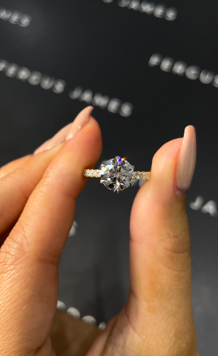1.5 Carat Natural Diamond Band Engagement Ring - Round Diamond