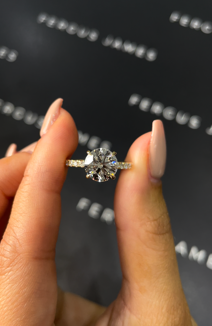 2 Carat Natural Diamond Band Engagement Ring - Round Diamond