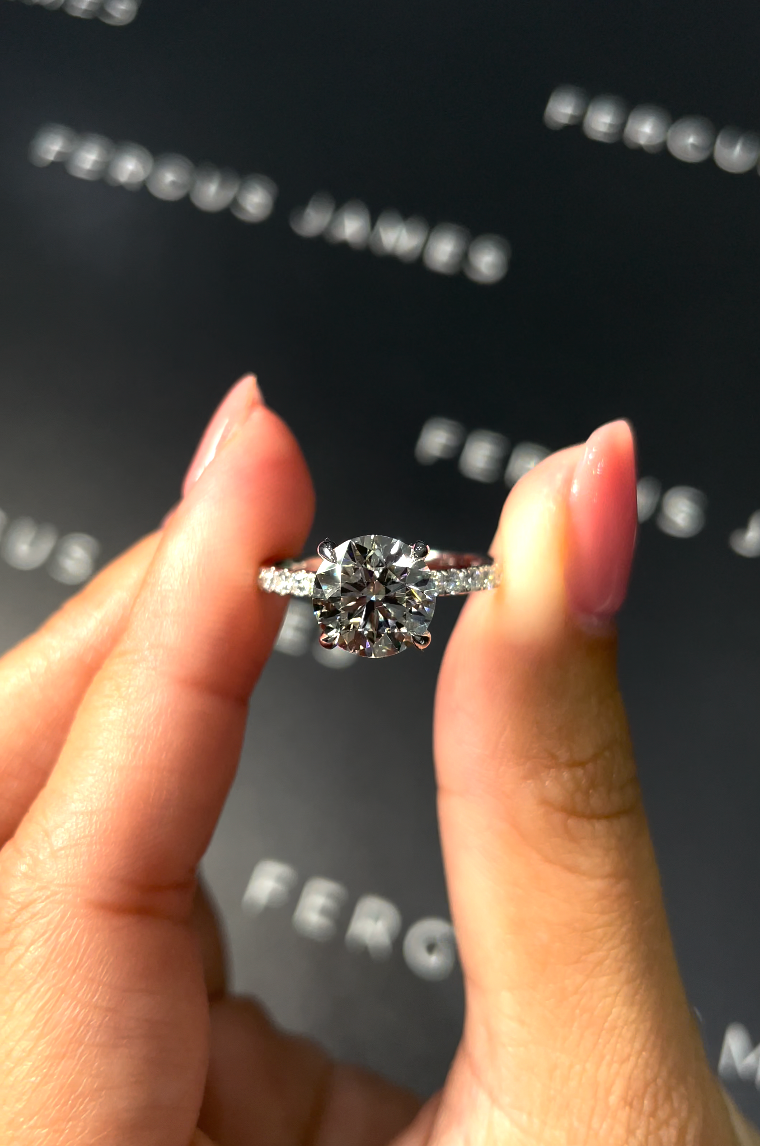 2 Carat Lab-Grown Diamond Band Engagement Ring - Round Diamond