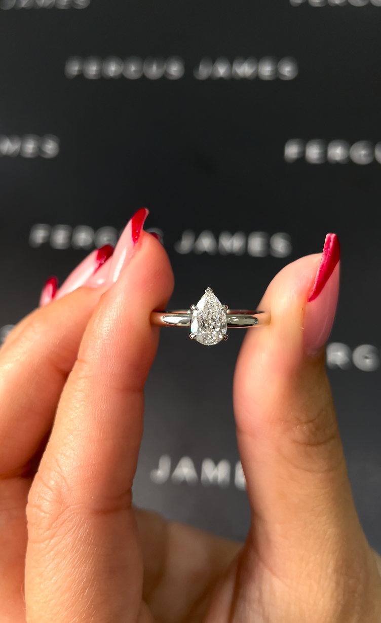 0.5 Carat Natural Solitaire Engagement Ring - Pear Diamond