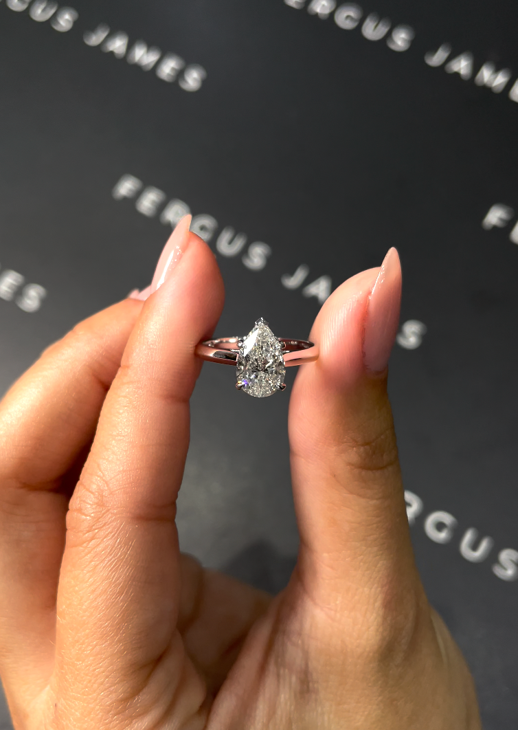 1.5 Carat Natural Solitaire Engagement Ring - Pear Diamond