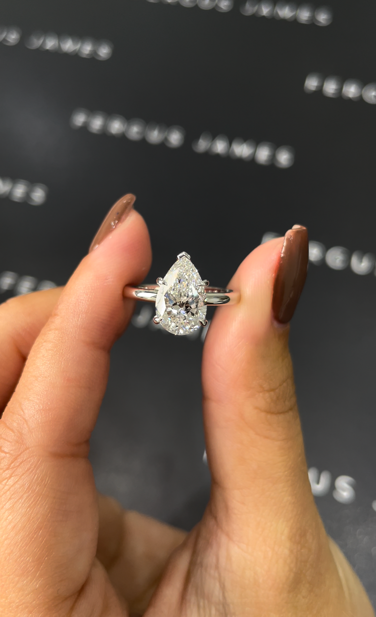 2 Carat Natural Solitaire Engagement Ring - Pear Diamond
