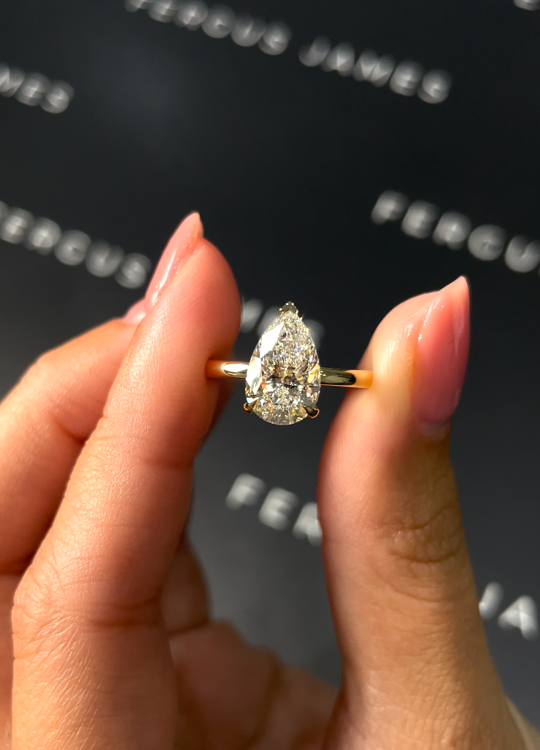 2 Carat Natural Solitaire Engagement Ring - Pear Diamond