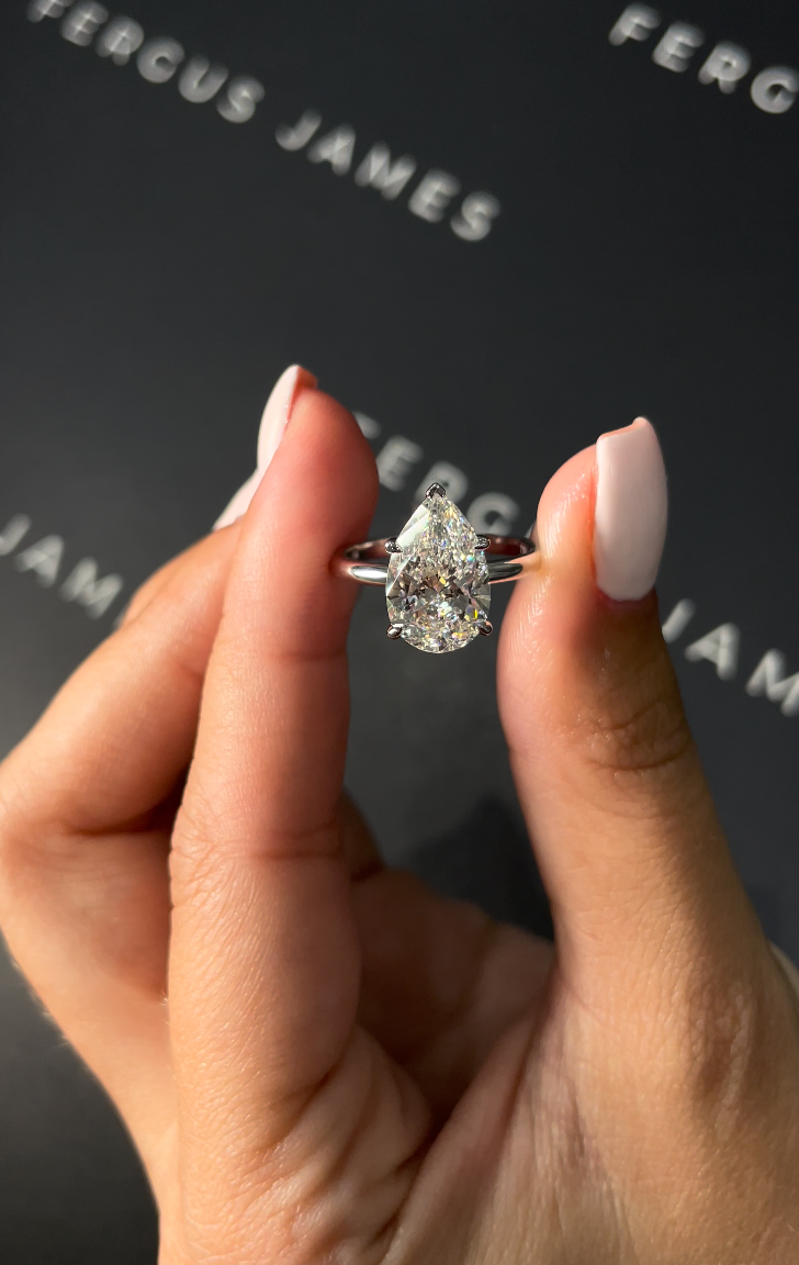 3 Carat Natural Solitaire Engagement Ring - Pear Diamond
