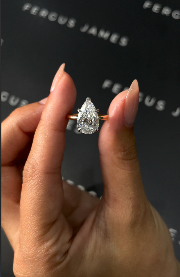 3 Carat Natural Solitaire Engagement Ring - Pear Diamond