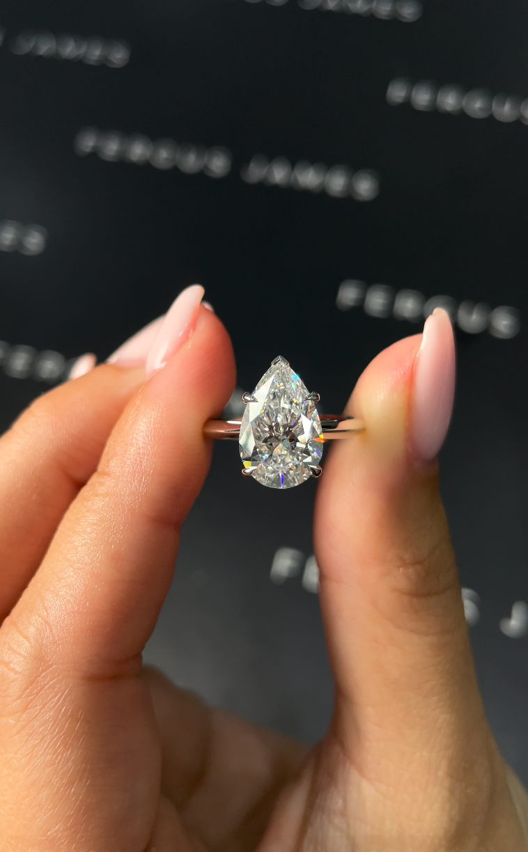 3 Carat Natural Solitaire Engagement Ring - Pear Diamond