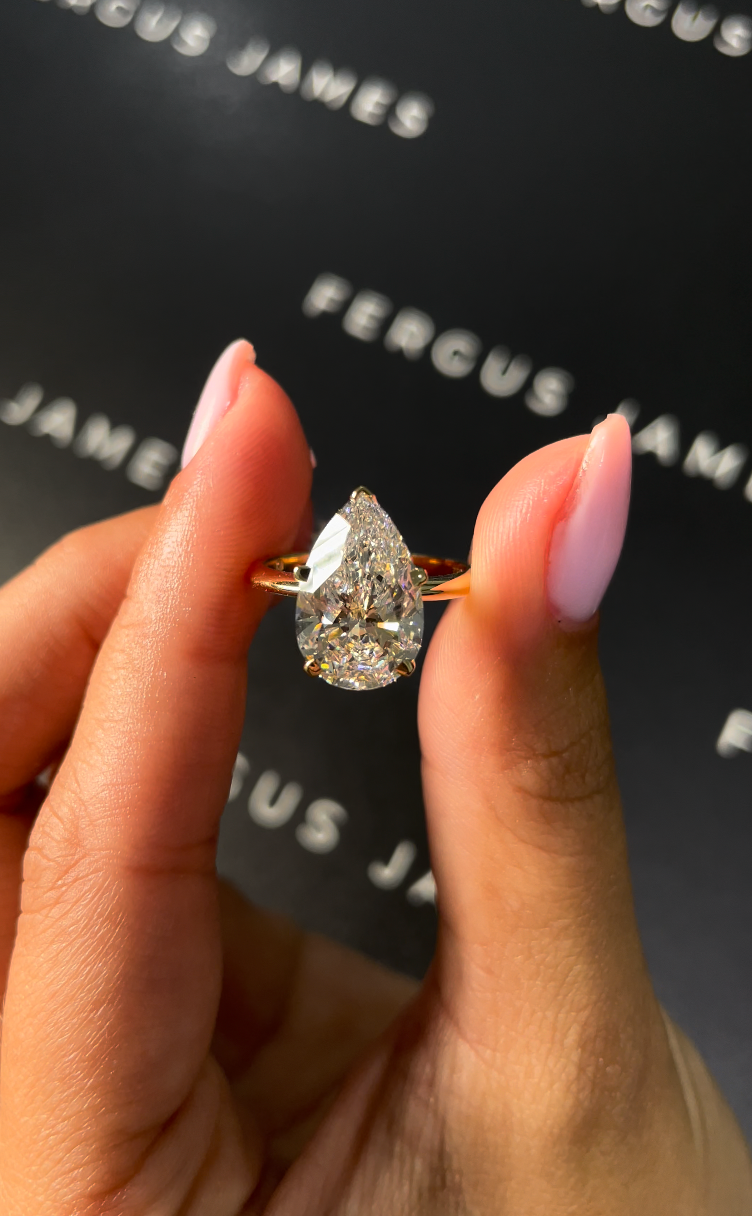 4 Carat Natural Solitaire Engagement Ring - Pear Diamond